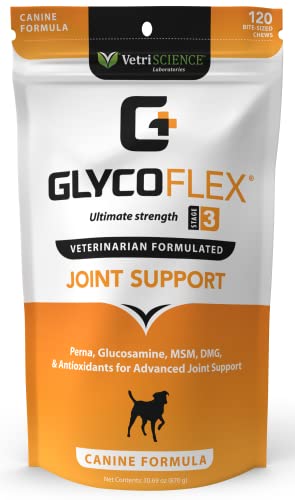 VetriScience Laboratories 015VS956912 GlycoFlex 3 Hip and Joint Support for Dogs, 120 Bite Sized Chews, 30.69