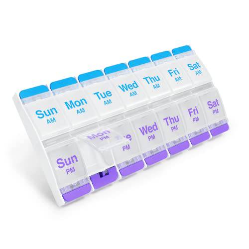 EZY DOSE Weekly (7 Day) 4 Times a Day Push Button Pill Organizer and  Vitamin Planner