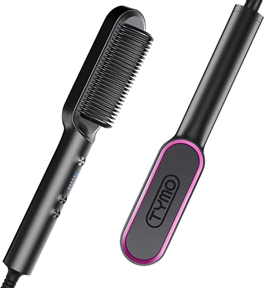 TYMO Hair Straightener Brush, Hair Iron with Built-in Comb, Fast Heating & 5 Temp Settings & Anti-Scald