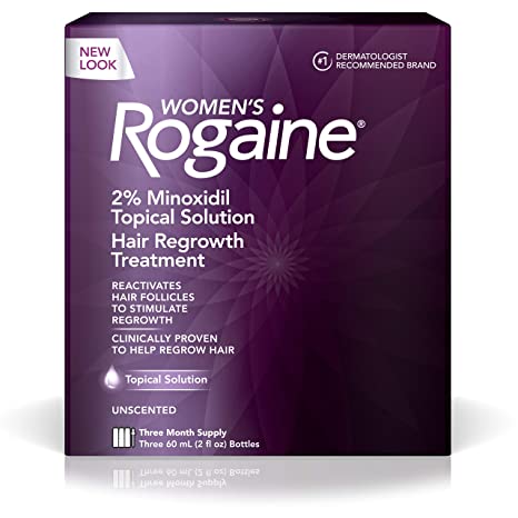 Women's Rogaine 2% Minoxidil Topical Solution for Hair Thinning and Loss, Topical Treatment for Women's Hair Regrowth, 3-Month Supply