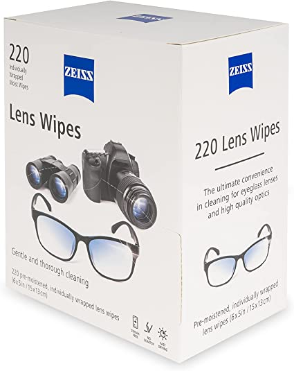 Zeiss Pre-Moistened Lens Cleaning Wipes - Cleans Without Streaks For Camera Lenses And Eyeglasses - (220 Count)