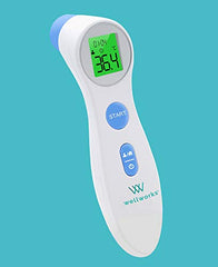 Wellworks Non-Contact Infrared Thermometer - Baby Thermometer for Forehead and Object Use - High Accuracy, Rapid Reading, with Memory Recall and Fever Alarm - Suitable for Ages Newborn and Up