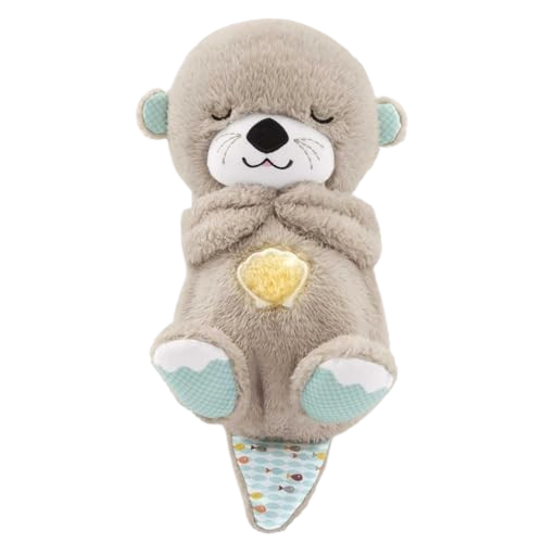 Fisher-Price Soothe 'n Snuggle Otter, Portable Plush Baby Toy with Music, Sounds, Lights and Breathing Motion