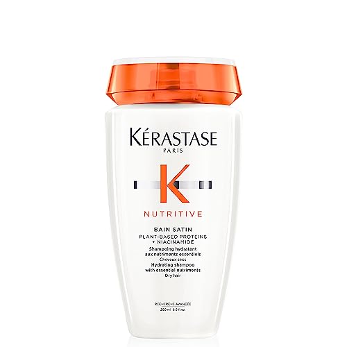 Kérastase Nutritive, Bain Satin, Gentle Hydrating Shampoo for Dry Hair, Nourishing Protein Formula with Niacinamide, Soften and Restores Thickness and Shine, 250 ml