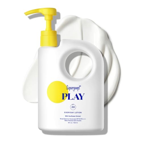 Supergoop! PLAY Everyday Lotion SPF 50-18 fl oz - Broad Spectrum Body & Face Sunscreen for Sensitive Skin - Great for Active Days - Fast Absorbing, Water & Sweat Resistant