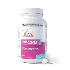 Utiva D-Mannose 500mg Capsules – Naturally Flush the Bladder and Urinary Tract – UTI Avoidance Treatment – Supports Management of Urinary Tract Infections, 120 Capsules