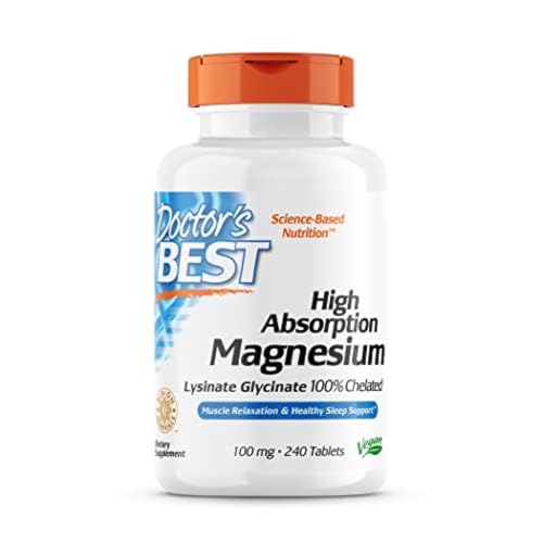 Doctor's Best High Absorption Magnesium Glycinate Lysinate, 100% Chelated, Non-GMO, Vegan, Gluten & Soy Free, 100 mg, 240 Count