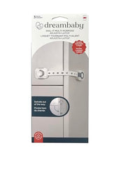 Dreambaby® Dial-It Adapta Strap Latch, 3 Pack - Baby Proof Cabinet Locks for Home Safety - Flexible, Adjustable, and Easy to Install - Grey/White