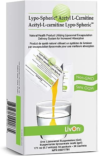 Lypo-Spheric Acetyl L-Carnitine – 30 Packets – 1,000 mg Acetyl L-Carnitine & Essential Phospholipids Per Packet – Liposome Encapsulated for Maximum Bioavailability – 100% Non-GMO