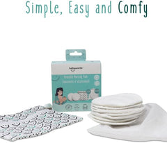 Baby Works Reusable Nursing Pads - Soft, Contoured Nursing Pads Made From Rayon - Comes with Wet Bag & Laundry Bag - Machine Washable - Pack of 8