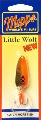 Mepps Little Wolf Treble Hook Fishing Lure, 1/4-Ounce, Gold/Hot Orange