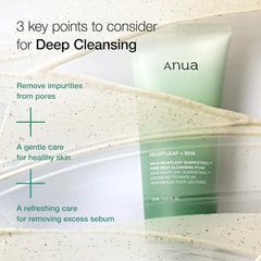 ANUA Heartleaf Quercetinol Pore Deep Cleansing Foam, Facial Cleanser, for Double Cleansing, BHA, Hyaluronic Acid, Glycerin, Face Wash, Blackhead Remover, Korean Skincare (150ml/5.07 fl.oz.)