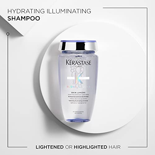 Kérastase Blond Absolu, Lumière Illuminating Shampoo, For Lightened or Highlighted and Grey Hair, Nourishes and Illuminate, With Hyaluronic Acid, 250 ml