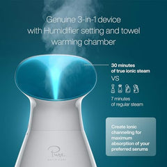 NanoSteamer Large 3-in-1 Nano Ionic Facial Steamer with Precise Temp Control - Humidifier - Unclogs Pores - Blackheads - Spa Quality - Bonus 5 Piece Stainless Steel Skin Kit (Teal)