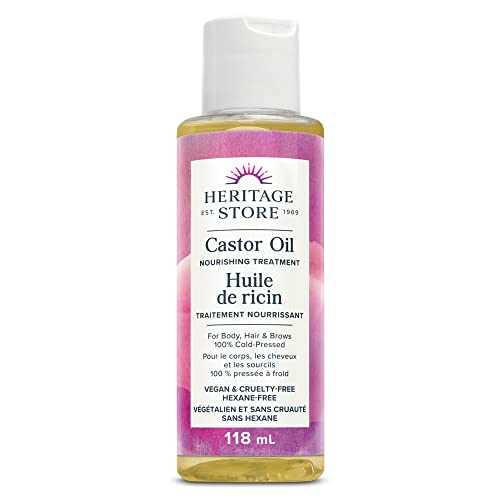 Heritage Store - Castor Oil | Nourishing Treatment for Body, Hair and Brows| 100% Cold-Pressed | Vegan & Cruelty Free | Hexane-Free (118 ml)