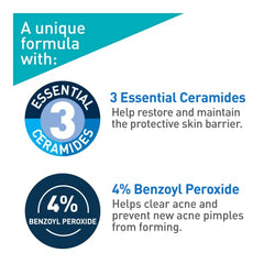 CeraVe 4% Benzoyl Peroxide ACNE Treatment Foaming Cleanser Face & Body Wash, with Hyaluronic Acid and Niacinamide. Helps Clear Acne Pimples and prevent breakouts. Gentle Gel, Fragrance-Free, 150ML