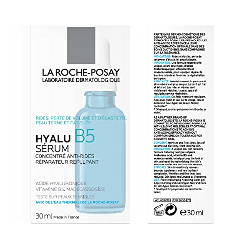 La Roche-Posay Pure Hyaluronic Acid Serum for Face with Vitamin B5. Hyalu B5 Anti-Aging Face Serum for Women. Anti-Wrinkle Concentrate. Hydrating, Repairing, Replumping. Suitable for Sensitive Skin.