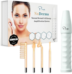 NuDerma Portable Handheld Skin Therapy Wand Machine w/Neon – Anti-Aging - Skin Tightening - Wrinkle Reducing - Dark Circles – Clarifying - Hair & Scalp Stimulator