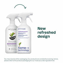 ATTITUDE Bathroom Cleaner Disinfectant 99.99%, Eliminates Bacteria, Germs and Viruses, Vegan, Lavender and Thyme, 800 mL