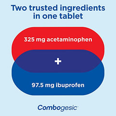 Combogesic - Double Action Acetaminophen + Ibuprofen Tablets for Acute Pain and Fever Relief - Headache and Acute Migraine Relief, Menstrual Pain Relief, Muscle Aches, Dental Pain Relief - 30 Tablets