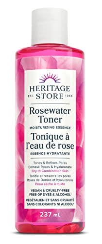 Heritage Store Rosewater Toner Moisturizing Essence | Tones and Refines Pores | Vegan & Cruelty Free | Free of Dyes & Alcohol | 237ml, Clear (Pack of 1)