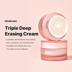 Medicube Triple Collagen Cream - Hydrating & Firming Moisturizer with Hyaluronic Acid, Premium Elastin, Shea Butter - Reduces Wrinkles & Boosts Elasticity - Korean Skin Care, 1.69 oz