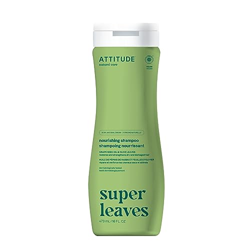 ATTITUDE Nourishing Hair Shampoo, EWG Verified, For Dry and Damaged Hair, Naturally Derived Ingredients, Vegan and Plant Based, Grapeseed Oil and Olive Leaves, 473 mL