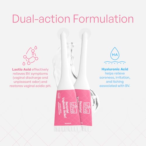 Utiva Bacterial Vaginosis Relief - 7-Prefilled Vaginal Applicators to Maintain Natural Acidity, Increase Vaginal Moisture & Ease Dryness