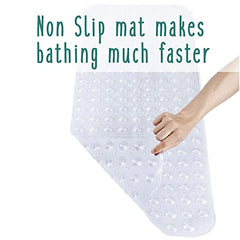 Baby Works Total Tub Bath Mat - Extra-Long 100cm x 40cm (39.4" x 15.7"), Non-Slip, 200 Suction Cups for Maximum Safety - Clear