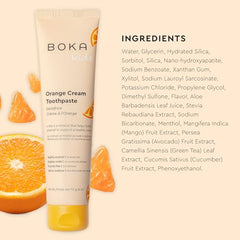 Boka Fluoride Free Toothpaste- Nano Hydroxyapatite, Remineralizing, Sensitive Teeth, Whitening- Dentist Recommended for Adult, Kids Oral Care- Orange Cream Flavor, 4oz (113g) 1Pk - US Manufactured