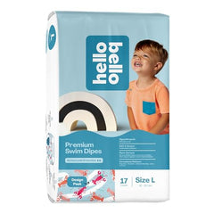 Hello Bello Premium Swim Diapers - Affordable Hypoallergenic and Eco-Friendly Disposable Swim Dipes for Babies and Kids, Size Large (Diaper Size 6) - Swimming Sloths Design, 17 Count