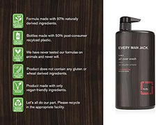 Every Man Jack 3-in-1 All Over Wash - Cedarwood |Twin Pack - 2 Bottles Included | Naturally Derived, Parabens-free, Pthalate-free, Dye-free, and Certified Cruelty Free