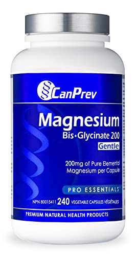 CanPrev - Pure Magnesium Bis-Glycinate 200mg (Gentle) | 240 v-caps | Elemental Chelated Complex Supplement | Magnesium bis-glycinate blend - Glycine, Magnesium Oxide, Magnesium bis-glycinate chelate | Vegan