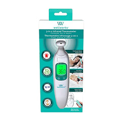 Wellworks 3-in-1 Infared Thermometer - Baby Thermometer for Ear, Forehead & Object Use - High Accuracy, Rapid Reading, with Memory Recall and Fever Alarm - Suitable for Ages Newborn and Up