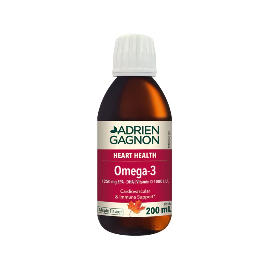 Adrien Gagnon - Omega 3 Liquid + Vitamin D, Ultra-Concentrated Formula, Easy Absorption, for Heart and Brain Health, 200 ml