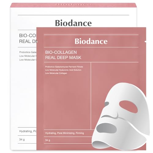 BIODANCE Bio-Collagen Real Deep Mask, Hydrating Overnight Hydrogel Mask, Pore Minimizing, Elasticity Improvement, 34g x4ea