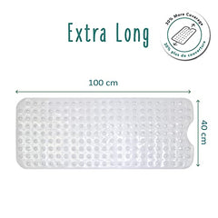 Baby Works Total Tub Bath Mat - Extra-Long 100cm x 40cm (39.4" x 15.7"), Non-Slip, 200 Suction Cups for Maximum Safety - Clear