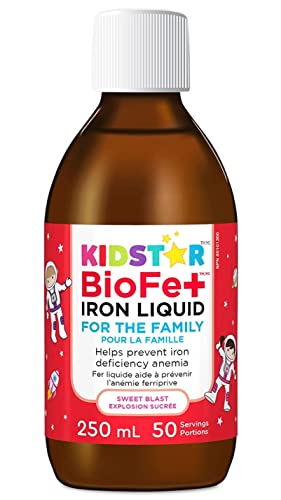 KidStar Nutrients BioFe+ Iron Liquid for the Family, Sweet Blast, 250mL, No Sugar Added