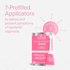 Utiva Bacterial Vaginosis Relief - 7-Prefilled Vaginal Applicators to Maintain Natural Acidity, Increase Vaginal Moisture & Ease Dryness