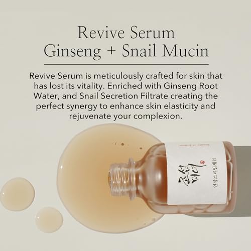 Beauty of Joseon Revive Snail Mucin Ginseng Serum Hydrating Peptide Facial Moisturizer Dark Spot Acne Scar Remover for Sensitive Face. Korean Skin Care for Men and Women, 30ml, 1fl. oz