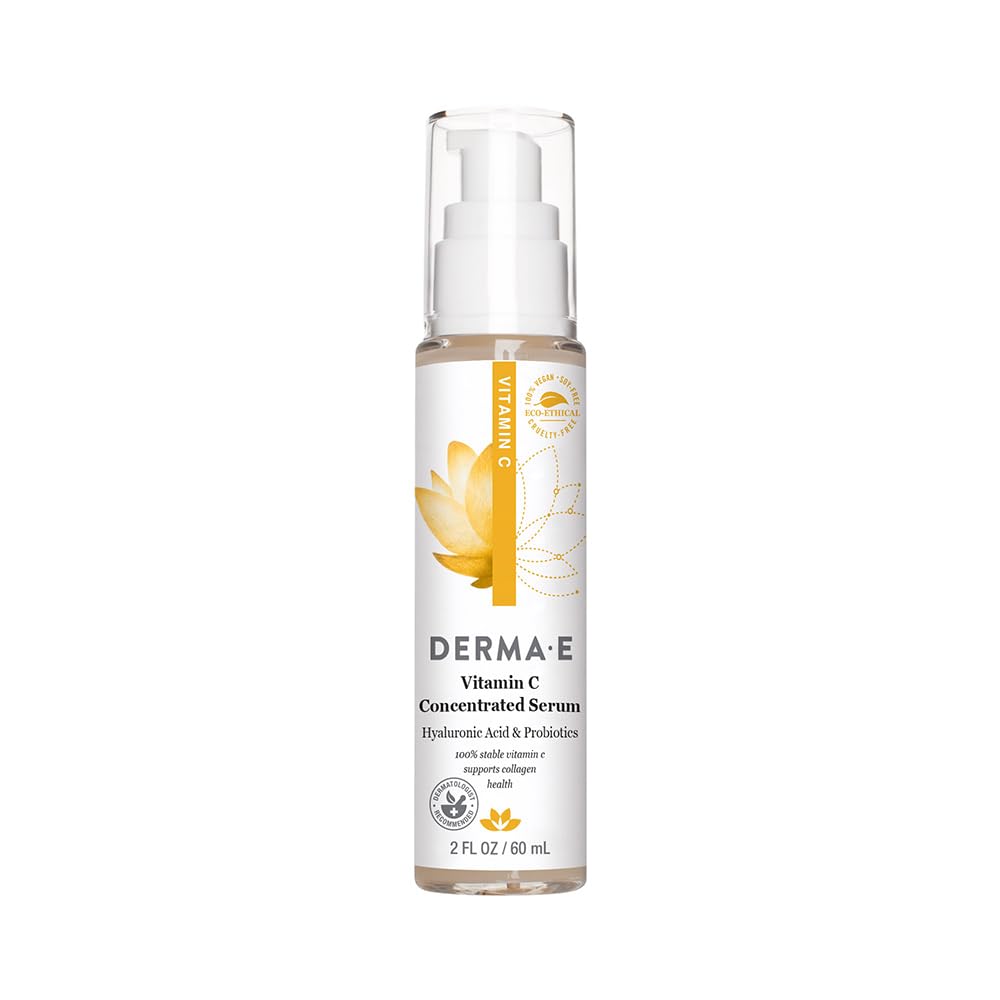 Derma-E Vitamin C Concentrated Serum With Hyaluronic Acid, Antioxidant Protection, Boots Hydration, Anti-aging Properties, 2oz, 1 count