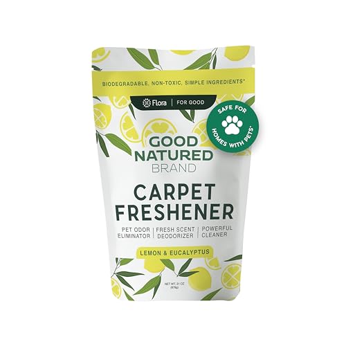 | Carpet Freshener & Deodorizer Powder | Pet Odor Eliminator for Strong Odor & Pet Urine | Fresh Natural Lemon & Eucalyptus Scent | Biodegradable, Safe for Homes with Pets - 31oz