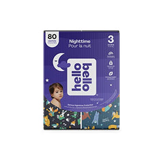 Hello Bello Disposable Overnight Diapers Size 3, Sleepy Campers and Snoozy Sloths, Overnight Size 3, 80 Count