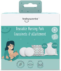 Baby Works Reusable Nursing Pads - Soft, Contoured Nursing Pads Made From Rayon - Comes with Wet Bag & Laundry Bag - Machine Washable - Pack of 8