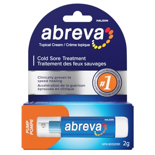 Abreva Cream Pump Cold Sore Treatment, Heals your cold sore in 4.1 days 1 , Contains docosanol to protect healthy cells against the virus, 2 g