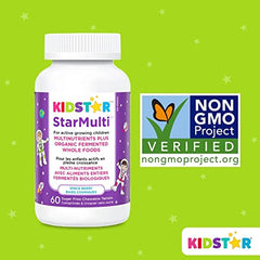 KidStar Nutrients - Star Multi Kids Multivitamin Space Berry, 60 Chewable Tablets - Teeth & Bone Health, Healthy Gum, Heart Health & Immune Support