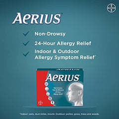 Aerius Allergy Medicine, Fast Relief, 24-Hour, non-drowsy, 15 Symptoms