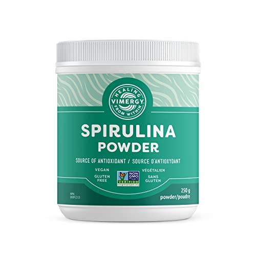 Vimergy Natural Spirulina Powder, 83 Servings – Super Greens Powder – Nutrient Dense Blue-Green Algae Superfood for Smoothies & Juices – Source of Antioxidants - Non-GMO, Gluten-Free, Vegan & Paleo (250g)