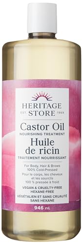 Heritage Store – Castor Oil (946mL / 32 oz)| 100% Cold Pressed | Deep Hydration, for Skin, Hair, Lashes, and Brows | Natural Nourishing Treatment | Vegan | Cruelty Free