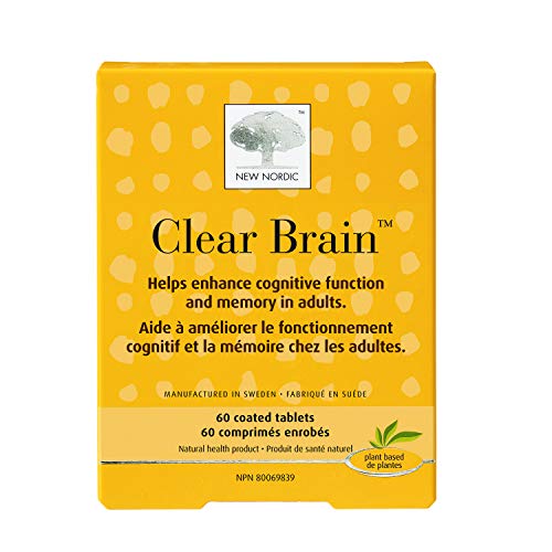 New Nordic Clear Brain Tablets | Cognitive Health and Memory Supplement | With Green Tea and Walnut | Swedish Made | 60 Count (Pack of 1)